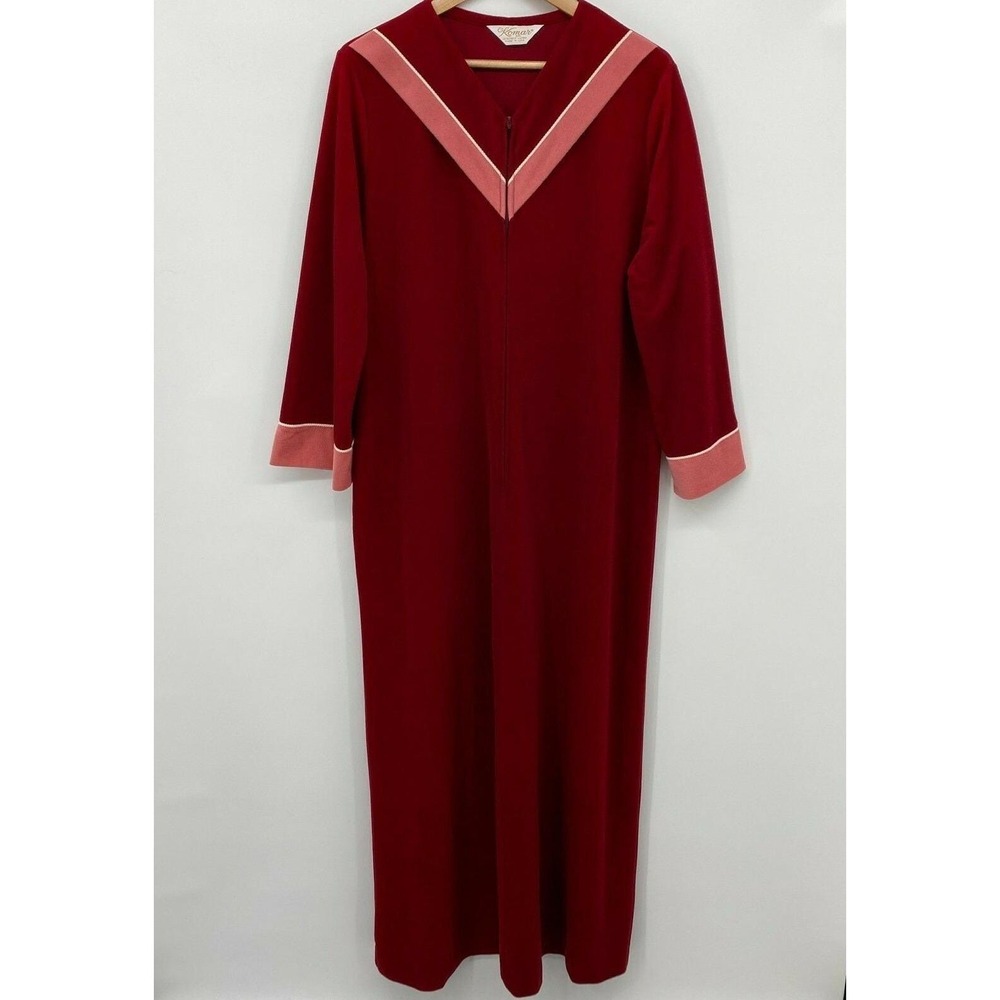 Vintage 80s Maxi Robe Housecoat Duster Lounge Size S M Velour Whimsigoth USA